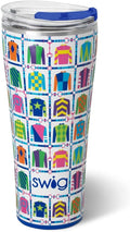 Swig Life 32oz Insulated Tumbler, Travel Coffee Tumbler with Lid, Cup Holder Friendly Travel Coffee Mug, Stainless Steel, 32 oz, Reusable Insulated Mug with Lid (Jockey Club)