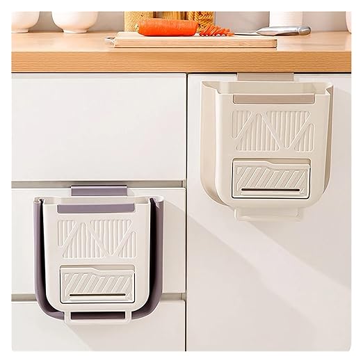 Collapsible Hanging Kitchen Trash Can No Bending Waist Bin Convenient Cleaning Garbage Disposal for Home Use Large Size Foldable Kitchen Can Wall Mounte(Purple)