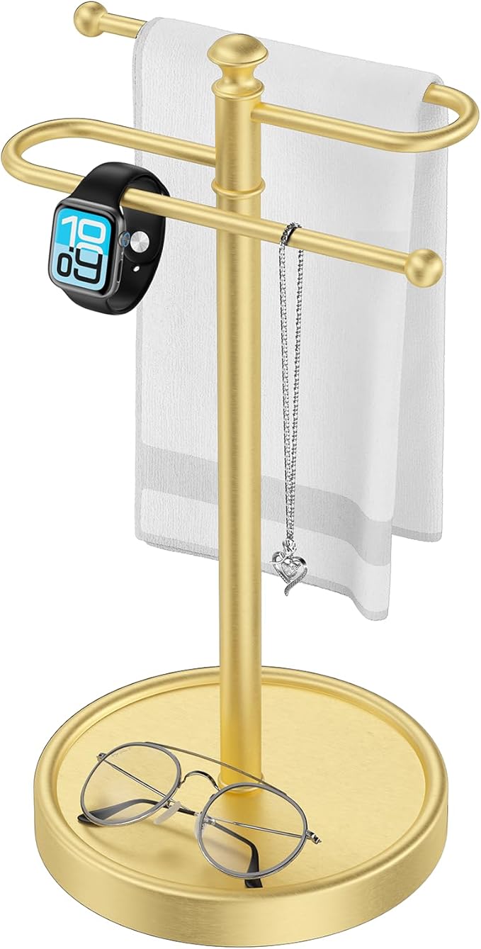 Hand Towel Holder, 304 Stainless Steel Heavy Duty S Shape Hand Towel Stand Free Standing Towel Bar for Bathroom Kitchen Countertop