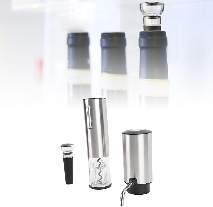 Stainless Steel Electric Wine Aerator, USB Rechargeable Corkscrew, Automatic Wine Pourer with Aerating Chamber, Ideal for Lovers Gifts