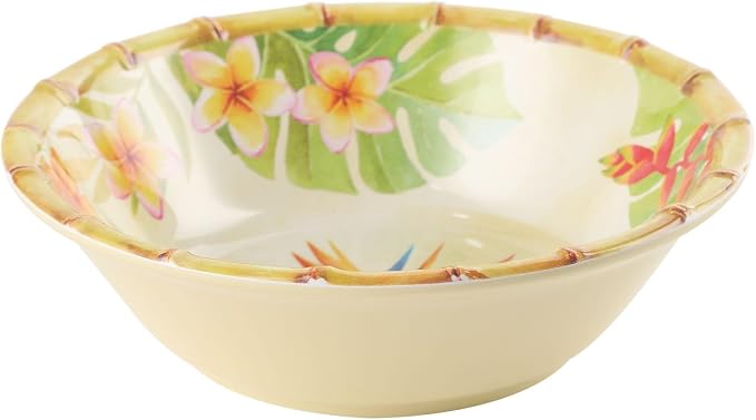 UPware 12 Piece Bird of Paradise Melamine Dinnerware Sets, Outdoor Dishes Set, Plates and Bowls Sets, Service for 4, Multicolor