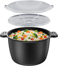 Microwave Rice Steamer Cooker, 3 Quart Microwave Vegetable Steamer, Microwave Steamers for rice, veggie, grains, and other starchy foods, BPA Free, Dishwasher Safe
