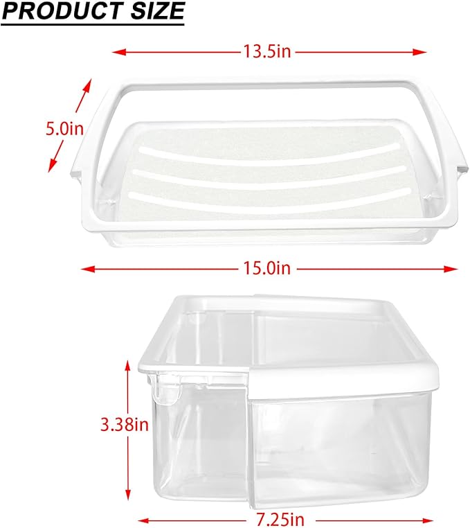 2 Packs Refrigerator Door Shelf Bin Fit for Whirlpool WRS325FDAB02 WRS325FDAM01 WRS325FDAM02 WRS322FDAB02 WRS322FDAT01 WRS322FDAB03 WRS322FDAB04 WRS322FDAT02 WSF26D2EXY01 WRS325FDAT02
