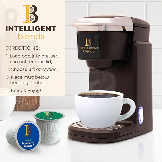 Intelligent Blends Flavored Coffee Pods Variety Pack, 80 ct, 6 Assorted Flavors, Single Serve Pods – 100% Arabica Coffee, Compatible with Keurig K Cups Maker