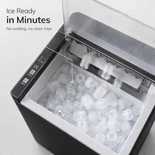 Portable Ice Maker Countertop – Fast Ice in 6 Mins, Compact Ice Machine for Home, Kitchen & RV, Self-Serve Ice Maker with Scoop for Parties & Daily Use