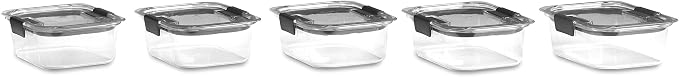 Rubbermaid Brilliance Food Storage Container, BPA free Plastic, Medium, 3.2 Cup, 5 Pack, Clear & Brilliance Food Storage Container, Large, 9.6 Cup, Clear 1991158