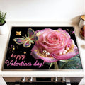 Stove Top Cover for Electric Stove 28.4 x 20.5 Inch Non Slip Stove Mat Oil Proof Valentine Rose Glass Cooktop Protector Kitchen Counter Mat