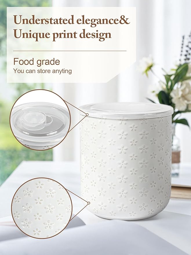 Kitchen Utensil Holder for Countertop, Ceramic Utensil Organizer for Spatulas and Spoons, Modern Embossed Kitchen Counter Decor, White Utensil Organizers for Cooking Tools