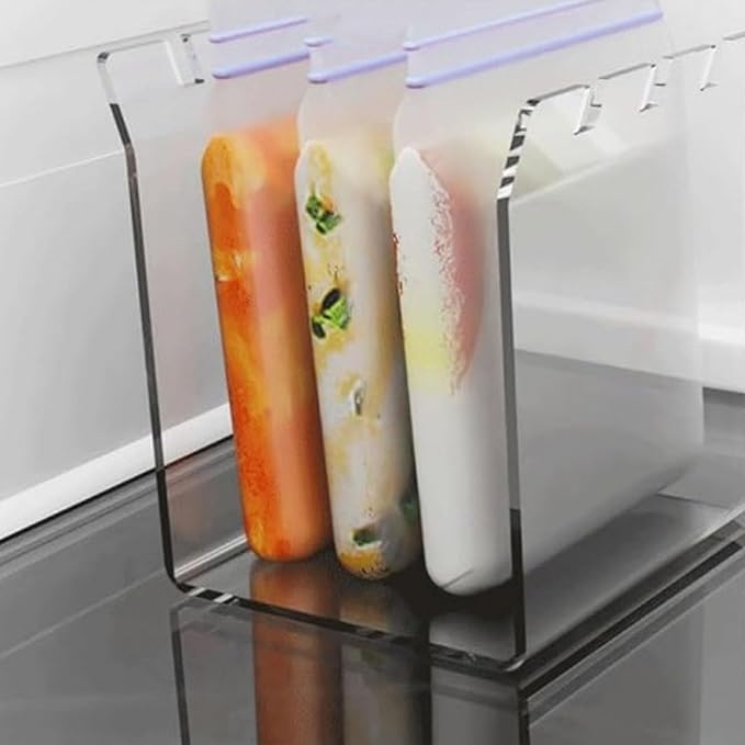 Bag Holder,Baggy Rack Holder for Food Prep Bag,Food Storage Bag Stand,Acrylic Adjustable Food Storage Bag Stand for Kitchen Organization