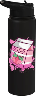 Kawaii Japanese Pink Retro 90s Strawberry Milk Carton Stainless Steel Insulated Water Bottle