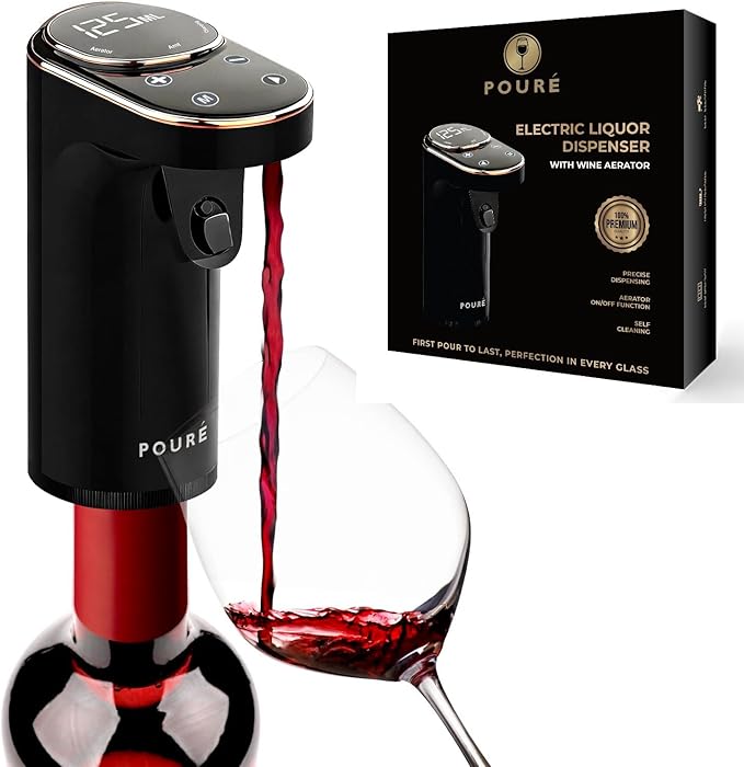 5-in-1 Electric Liquor Dispenser with Wine Aerator - Smart Drink Dispenser Whiskey Pump - Alcohol Output 1-999mL - Mothers Day Gift Essential - LED Touch Screen - Birthday Gift Men Women (V2)