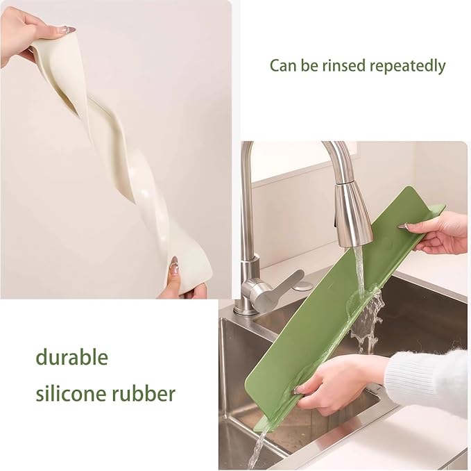 Silicone Sink Splash Guard, 2025 New Silicone Sink Water Retaining Board for Kitchen, Portable Water Retaining Strip Reusable Water Splash Guard for Bathroom Countertop (Silicone, Gray)