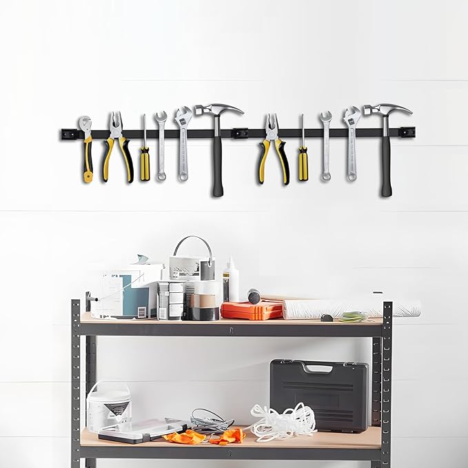 5 Pack Magnetic Tool Holder, Magnetic Strips Tool Magnet Bar PVC Coated for Garage Tool Organizer 18 In