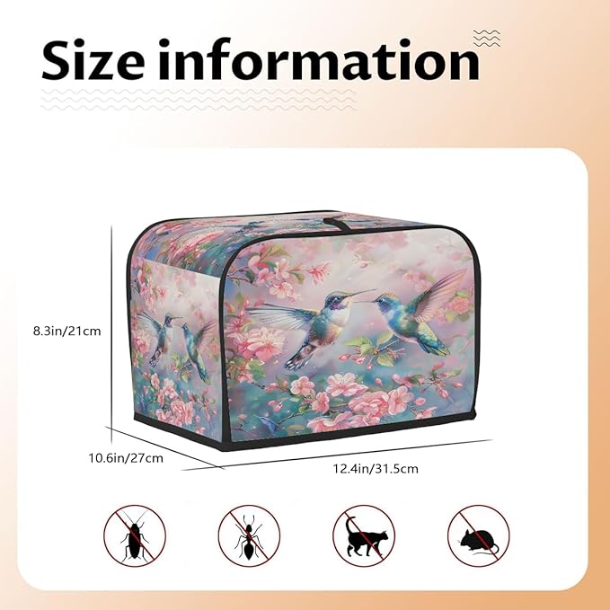 Spring Animals Bird Flower Toaster Cover 4 Slice Dust and Fingerprint Protection Toaster Bread Maker Covers Washable Kitchen Small Appliance Covers for Kitchen Accessories Decor Bakeware Women Gift