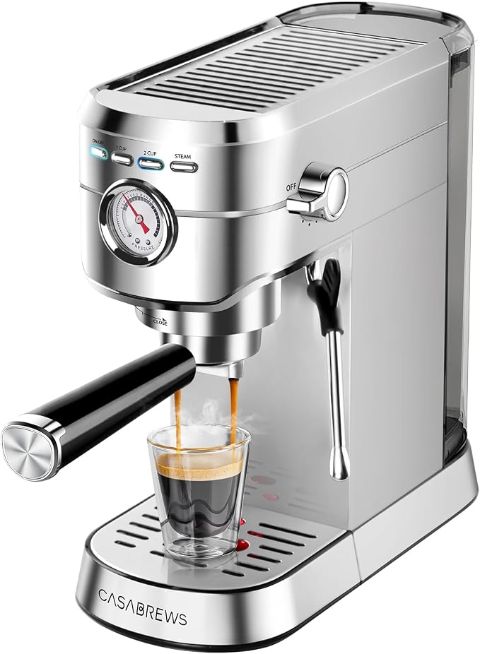 CASABREWS Espresso Machine 20 Bar, Professional Espresso Maker with Milk Frother Steam Wand & Espresso Tamper 51mm, Premium Calibrated Espresso Coffee Tamper
