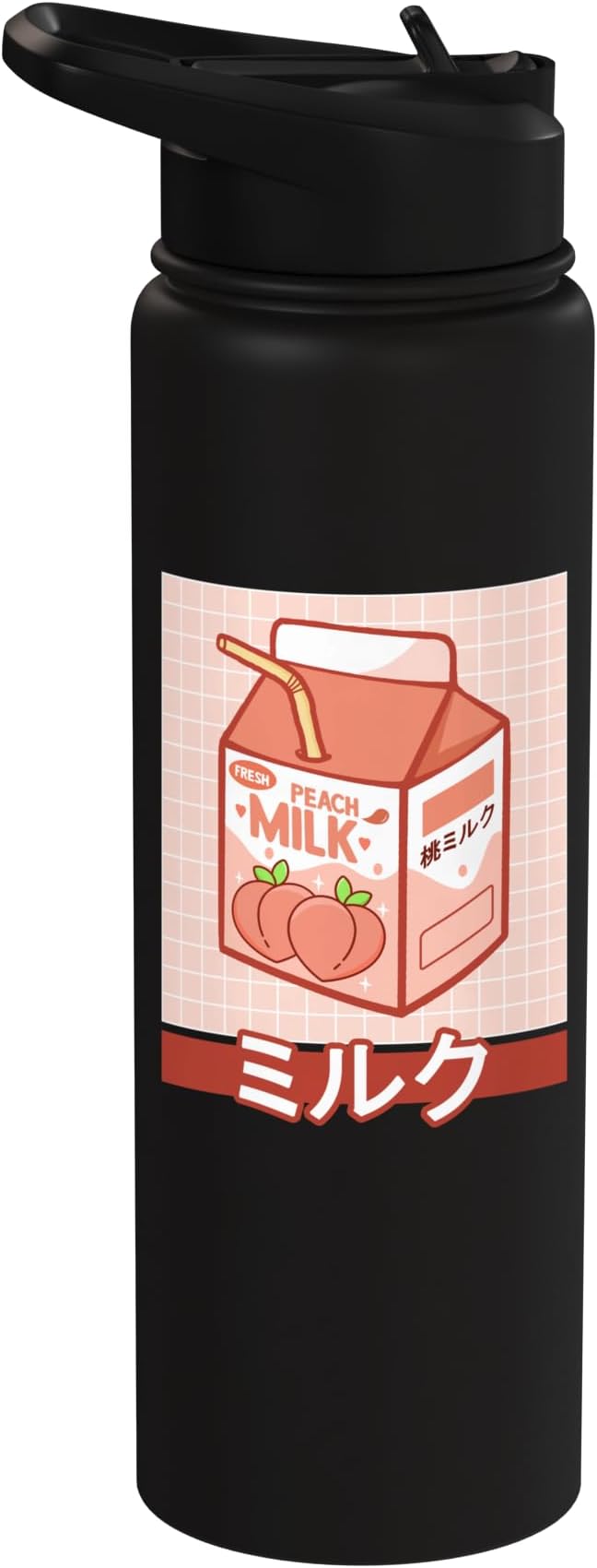Cute Funny 90s Japanese Kawaii Aesthetic Peach Milk Stainless Steel Insulated Water Bottle
