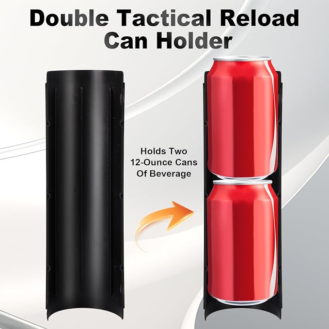Double Tactical Can Holder, Ultra Chill System, Assault Tactical Insulation Sleeve Fits Two 12oz Slim Cans, 3D Printed for Beer Soda Drinks, Easy Reload for Parties Tailgates (Black)