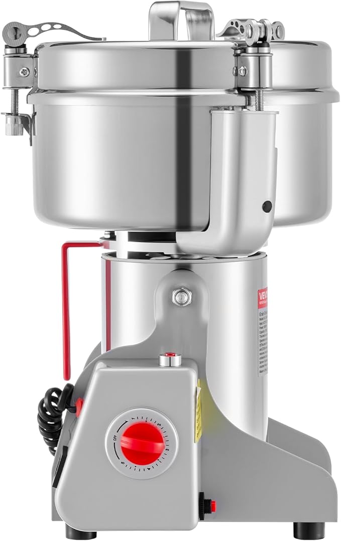 VEVOR 2500g Electric Grain Mill Grinder, High Speed 3400W Commercial Spice Grinders, Stainless Steel Pulverizer Powder Machine, for Dry Grains Spices Cereals Coffee Corn Pepper, Swing Type