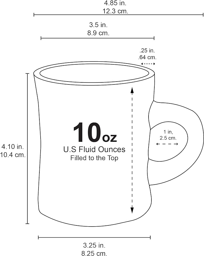 Culver 10-Ounce Ceramic Retro Diner Style Heavyweight Restaurant Mug, Two-finger C-handle (White, 1)