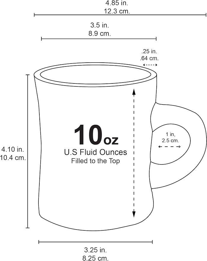 Culver 10-Ounce Ceramic Retro Diner Style Heavyweight Restaurant Mug, Two-finger C-handle (White, 4)