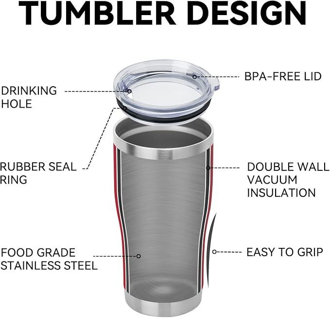 DOMICARE 20oz Tumbler with Lid Stainless Steel Tumblers Bulk, Double Wall Vacuum Insulated Coffee Travel Mug Powder Coated Tumbler, 12 Count (Pack of 1) Red