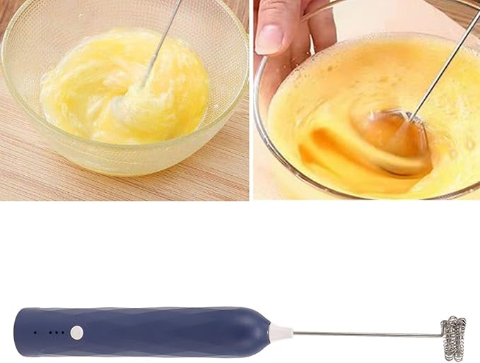 Small Household Egg Beater Mini Multifunctional Blender Handheld Electric Stirrer Foam Maker Whisk Cordless Milk Coffee Foamer (Blue)