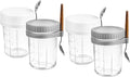 4pcs Glass Oatmeal Storage Jars with Lids and Spoons – 350ml Airtight Yogurt and Cereal Storage Jars for Breakfast Meal Prep
