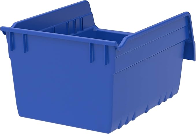 Akro-Mils 30080 ShelfMax Plastic Nesting Shelf Bin Box, 12-Inch L by 8-Inch W by 6-Inch H, Blue, Case of 8