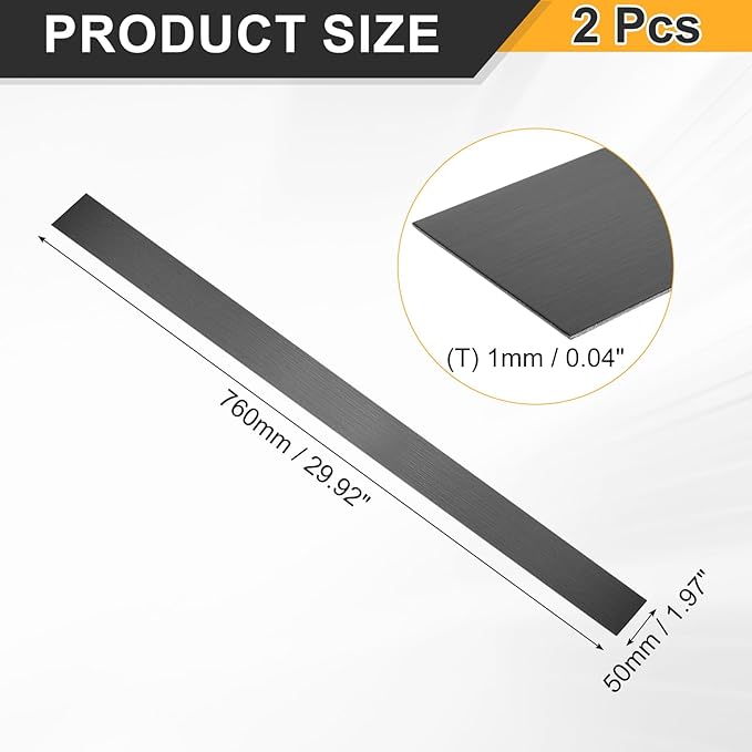 uxcell 2Pcs 304 Stainless Steel Sheet Gap Filler, 30" x 2" Self-Adhesive Metal Molding Trim Strip Gap Cover for Microwave Mirror Frame Home Decoration, Brushed Black