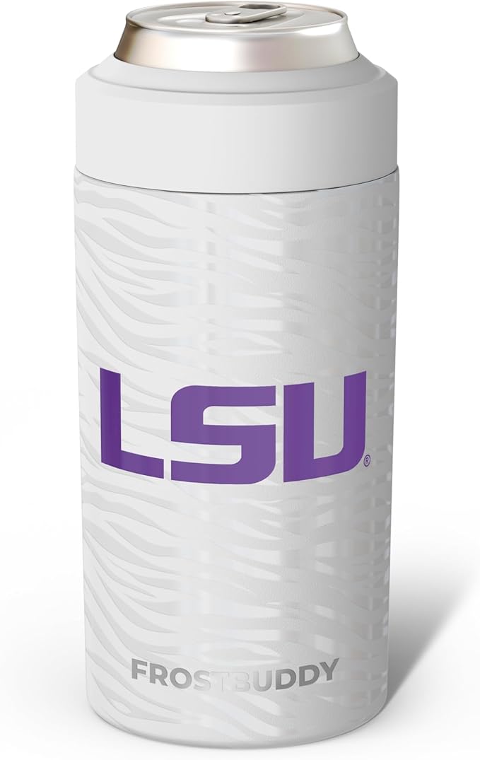 Frost Buddy NCAA Universal Buddy - Fits all - Stainless Steel Can Cooler for 12 oz & 16 oz Regular or Slim Cans & Bottles - Stainless Steel (College Team Tigers)
