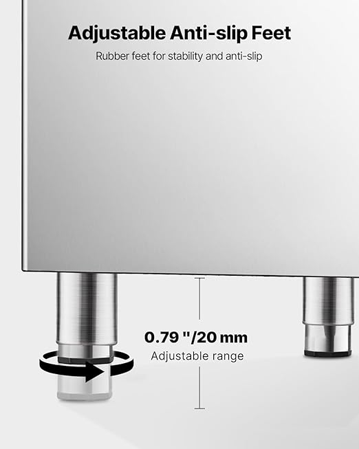 VEVOR Commercial Ice Maker Storage Bin, 300 LBS Capacity Ice-Bin, Commercial Ice Storage Bin with Adjustable Anti-Slip Rubber Feet, Suitable for Restaurant Hotel and Beverage Shops
