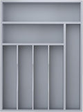 Bamboo Silverware Organizer, Kitchen Drawer Organizer, Utensil Holder, Cutlery Tray & Spoon Flatware Storage with Grooved Drawer Dividers (Grey, 12.5''W x 16.5''D)