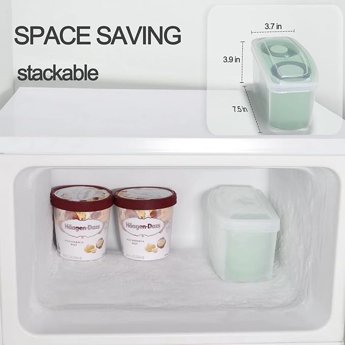 2 Packs Ice Mold for Stanley Cup, Silicone Ice Cube Tray for Stanley Cup 30oz-40oz, Tumbler Ice Mold with Lid and Bin, Easy Release Cylinder Ice Cube Mold, Eucalyptus