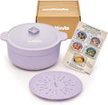 Microwave Egg Cooker & Ramen Cooker | 1.2L Silicone Microwave Steamer Pot with Lid & Steamer Mat | BPA-Free, Dishwasher Safe | noottinubo (Strawberry Milk)
