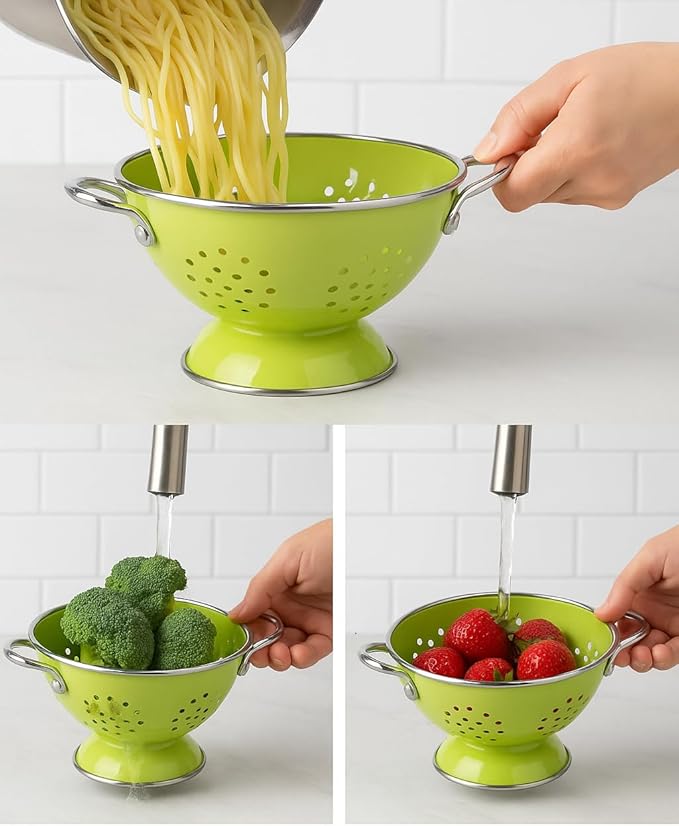 Calypso Basics by Reston Lloyd Powder Coated Enameled Colander, 1 Quart, Magenta