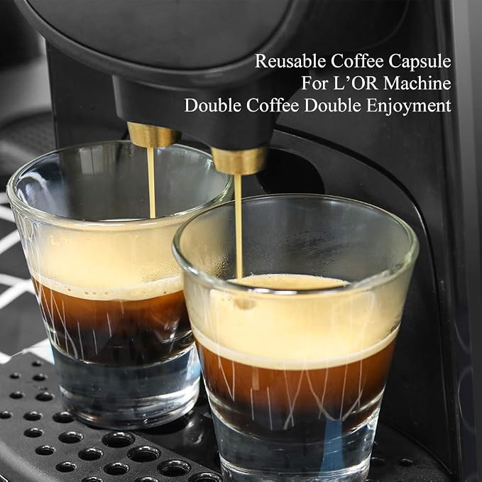 Stainless Steel Coffee Capsules Compatible with L'OR Barista LM8012 / 60 I Refillable Coffee Capsule, Reusable espresso pods Coffee Capsules, Measuring Spoon + Brush with Tamper (Big + Small