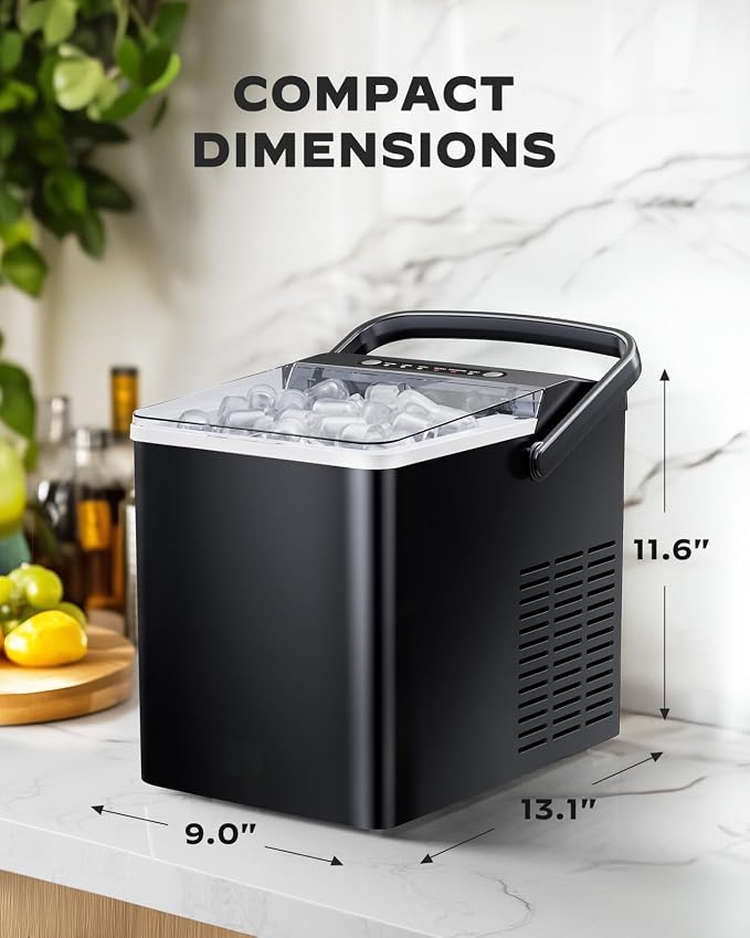 Ice Maker Countertops, Portable Ice Maker Machine with Self-Cleaning 1.8L Water Tank Large Ice Basket, Ice Makers Produces 9 Ice Cubes in Just 6 Minutes Ideal for Home Kitchens and RVs