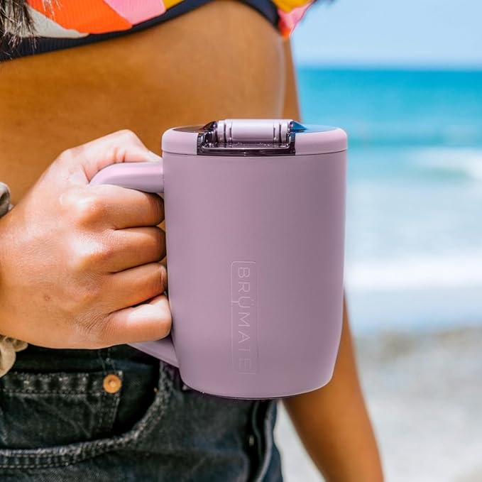 BrüMate Müv - 15oz 100% Leak Proof Insulated Coffee Mug with Handle & Lid - Stainless Steel Coffee Travel Mug - Double Walled Coffee Cup (Primrose)