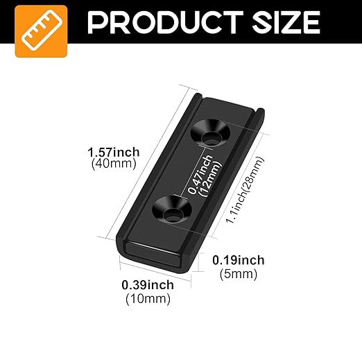 TRYMAG Strong Neodymium Magnet, 45Lbs Strong Bar Magnets with Countersunk Hole and Steel Capsule, 6 PCS Heavy Duty Bar Magnets Rare Earth Magnet with Screw for Wall Mounting-40 x 13.5 x 5mm