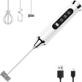 YUSWKO Milk Frother Wand for Coffee, White Handheld Coffee Frother, Rechargeable Drink Mixer, Waterproof Electric Whisk