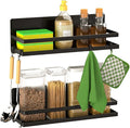 Magnetic Spice Rack for Refrigerator,Magnetic Shelf Fridge Organizer for Kitchen, Space Saver Container for Kitchen/Apartment, Drill Free, Black 2 Pack