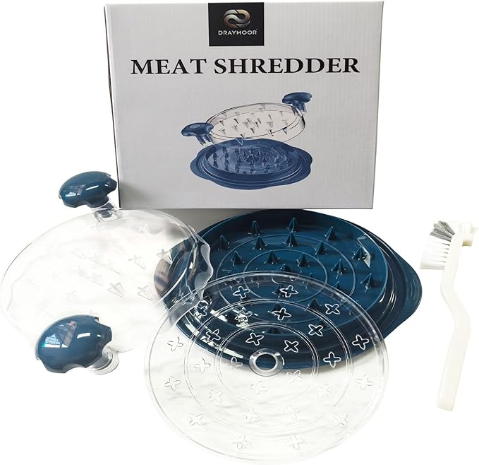 Chicken Shredder Tool Twist Large Capacity – Heavy Duty Meat Shredder for Chicken Breast, Pulled Pork & Beef – Visible Lid, Anti-Slip Base, BPA Free, Dishwasher Safe – Fast Meal Prep Tool (Blue)