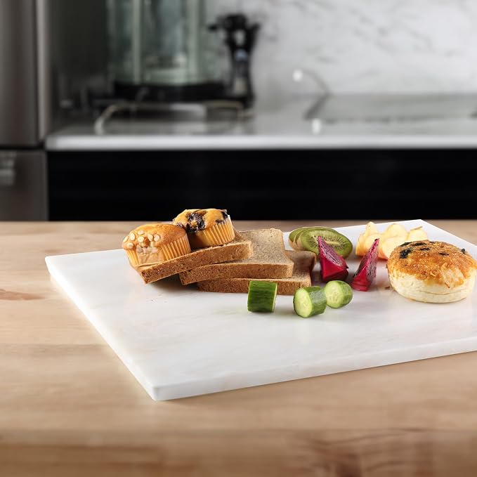 Koville African Natural Marble Cutting Board for Kitchen, 16x20inch Extra Large Hand Crafted Marble Slab for Cheese, Charcuterie, Pastry Board - Wedding Gift, House Warming Gift