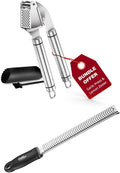 Premium Garlic Press & Lemon Zester Black Duo