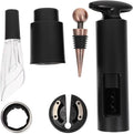 Luxshiny 6pcs Vacuum Wine Corkscrew and Decanter Set Stylish Rotary Corkscrew with Ergonomic Grip Wine Accessories for Enthusiasts for Travel and Parties Black