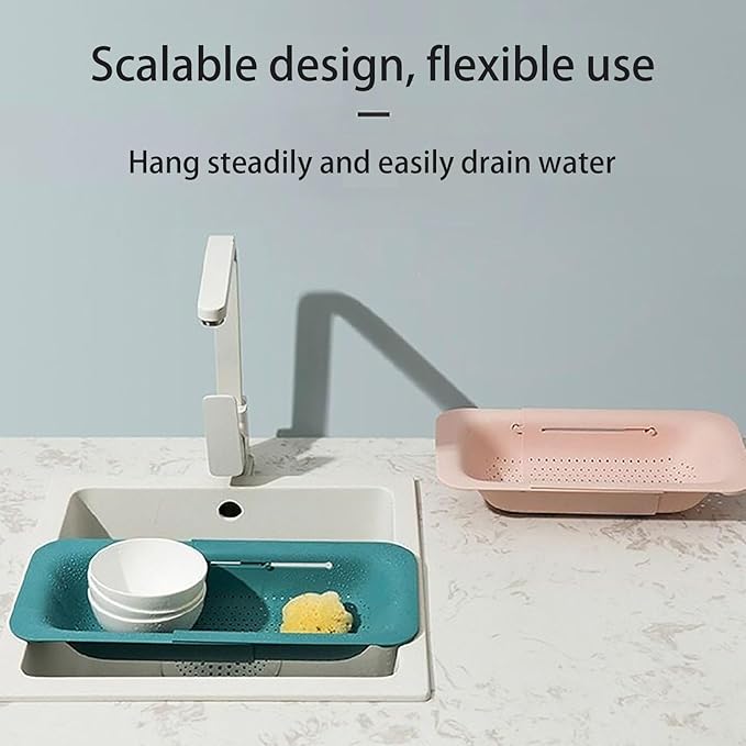 2 Tier Plastic Dish Drying Rack Extendable, Dish Drainer Over the Sink, Bowls, Plates Storage Dish Rack Adjustable Cutlery Holder(Grey)