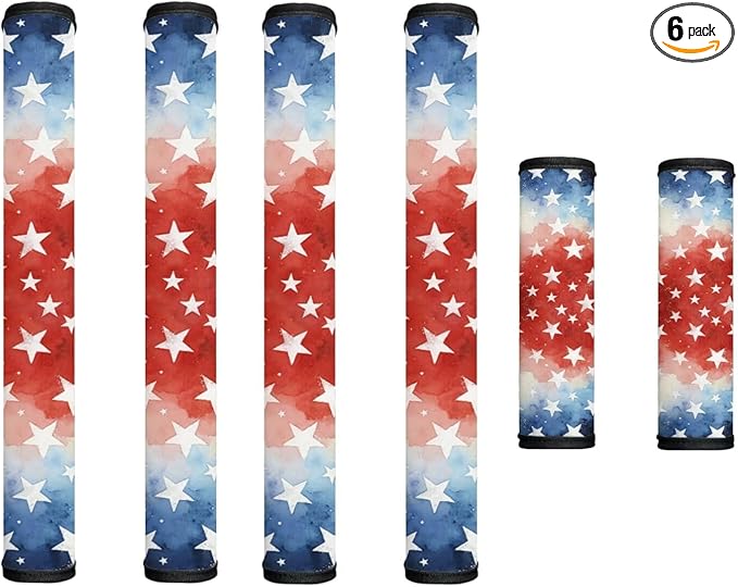 4th of July Refrigerator Door Handle Covers Set of 6 Patriotic America 250th Anniversary Decor Handles Keep Clean Anti-Slip Fridge Accessories Home Decor, USA Theme Star Pattern