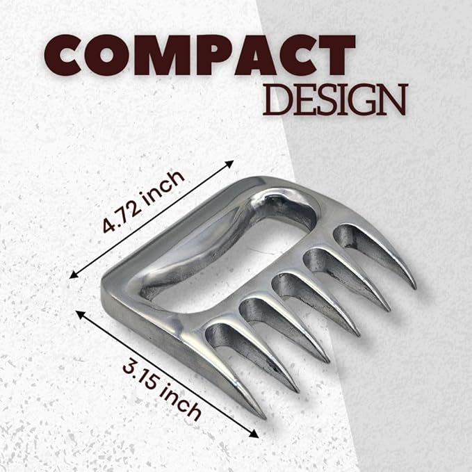 WOODBULL Premium Aluminum Polished Bear Claw Set Meat Shredder, Meat Shredder Claws for Pulled Pork, Chicken BBQ, Turkey, Kitchen Smoker Tool for BBQ Grilling, With Stylish Gift Box