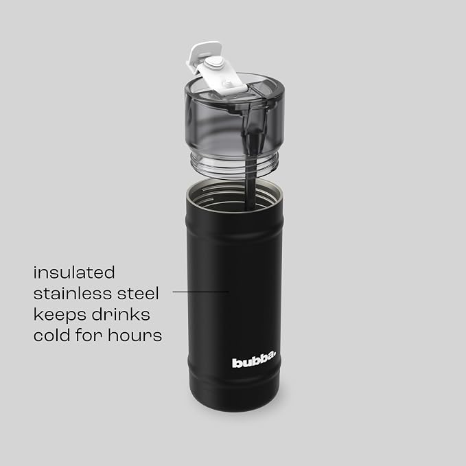 bubba 18 oz Dualsip Insulated Stainless Steel Water Bottle with Straw - Reusable, Leakproof, Lightweight, Dishwasher Safe, Lead-Free and BPA-Free, Office Siren