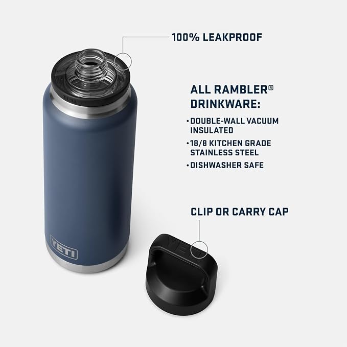 YETI Rambler 36 oz Bottle, Vacuum Insulated, Leakproof, Stainless Steel with Chug Cap